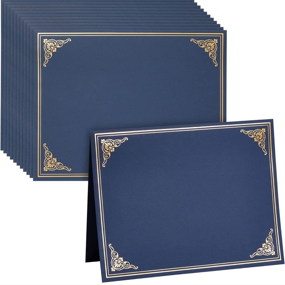 12 Pack Navy Blue Certificate Holders with Gold Foil, Letter-Sized NIB SEALED
